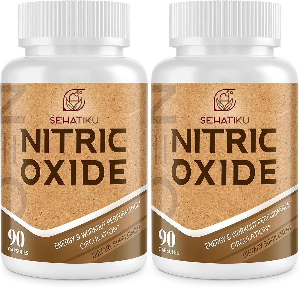 Συμπλήρωμα νιτρικού οξειδίου, Nitric Oxide Booster & 6-in-1 Phytonutrient Blend για την καρδιά, ροή, ανοσοποιητικό - 90 κάψουλες (2 φιάλη)