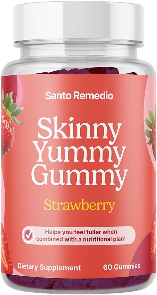 Santo Remedio, Entalla, Skinny Yummy Gummy, συμπλήρωμα διατροφής, Gummy Fiber για υποστήριξη Digestive Gut, 60 Fiber & Prebiotic Gummies, Fraberry Flavor, 30 υπηρεσίες