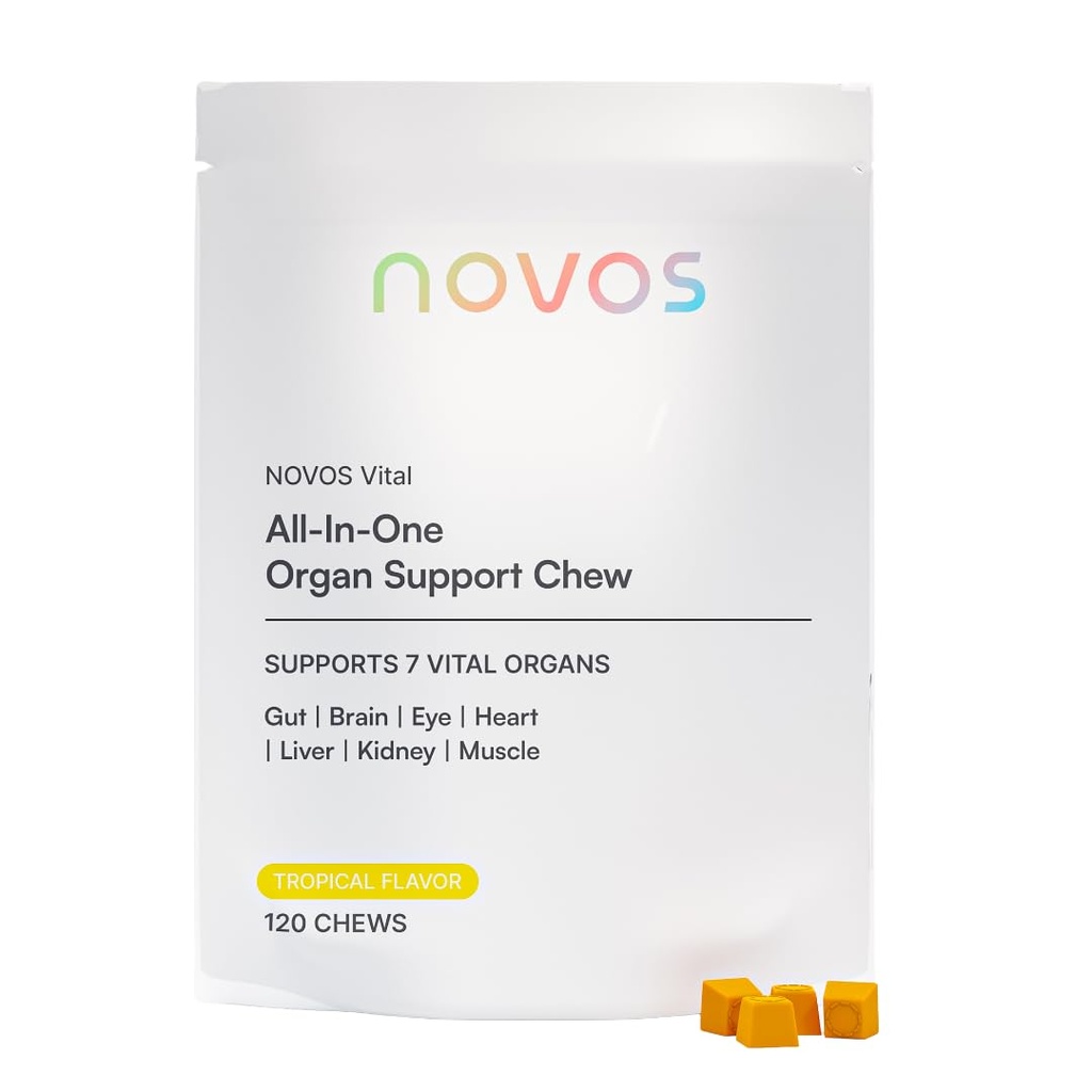 Novos Vital Nutritional συμπλήρωμα μάσημα για το συκώτι οργάνων, τον εγκέφαλο, τα μάτια, την καρδιά, την υποστήριξη ούρων - Nattokinase, Lutein, Inulin, Rutin, Tropical Flavor (120 Count)