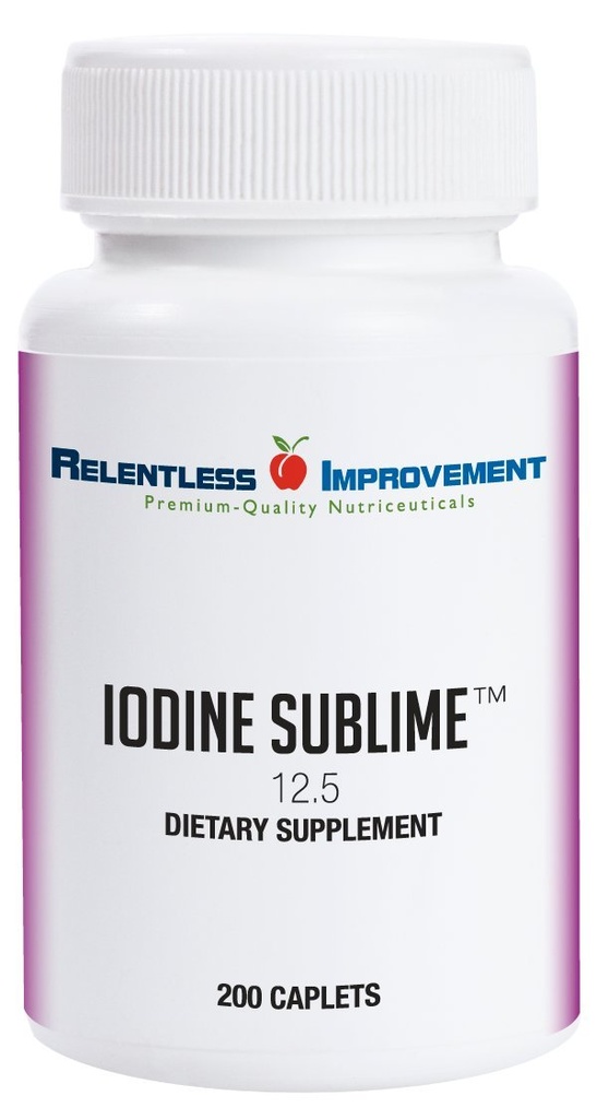 Iodine Sublime® 12.5mg 200 High-Bioavailable Caplets with Potassium Iodide for Thyroid & Metabolism Support Compare to Iodoral 12.5