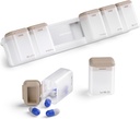 Weekly Pill Organizer Magnetic, Removable Pill Box 7 Day 1 Time a Day, Large Pill Case Travel, Week Once Daily Medication Dispenser, Medicine Container Holder for Supplement Vitamin, Brown