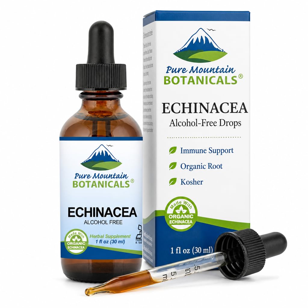 Υγρές σταγόνες Echinacea – Kosher Tincture Alcohol Free Extract - 500mg οργανική echinacea -1oz μπουκάλι