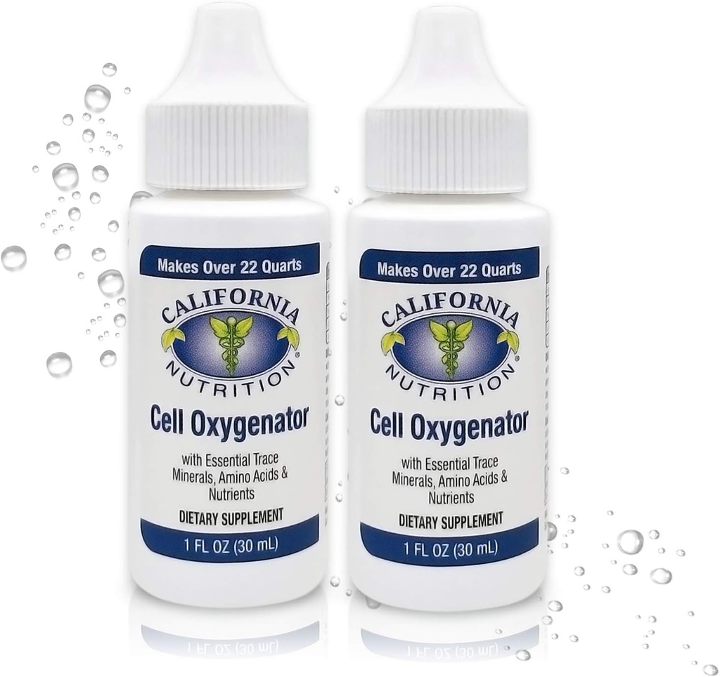 Cell Oxygenator 1 Fl Oz Bottle (Pack of 2), Liquid Oxygen Drops Daily Nutritional Supplement for Greater Immune System, Trace Minerals and Amino Acids for Athletes Sport