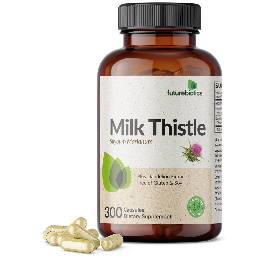 Futurebiotics Milk Thistle Silymarin Marianum & Dandelion Υποστήριξη για την υγεία του ήπατος, Αντιοξειδωτική Υποστήριξη, Detox, 300 κάψουλες