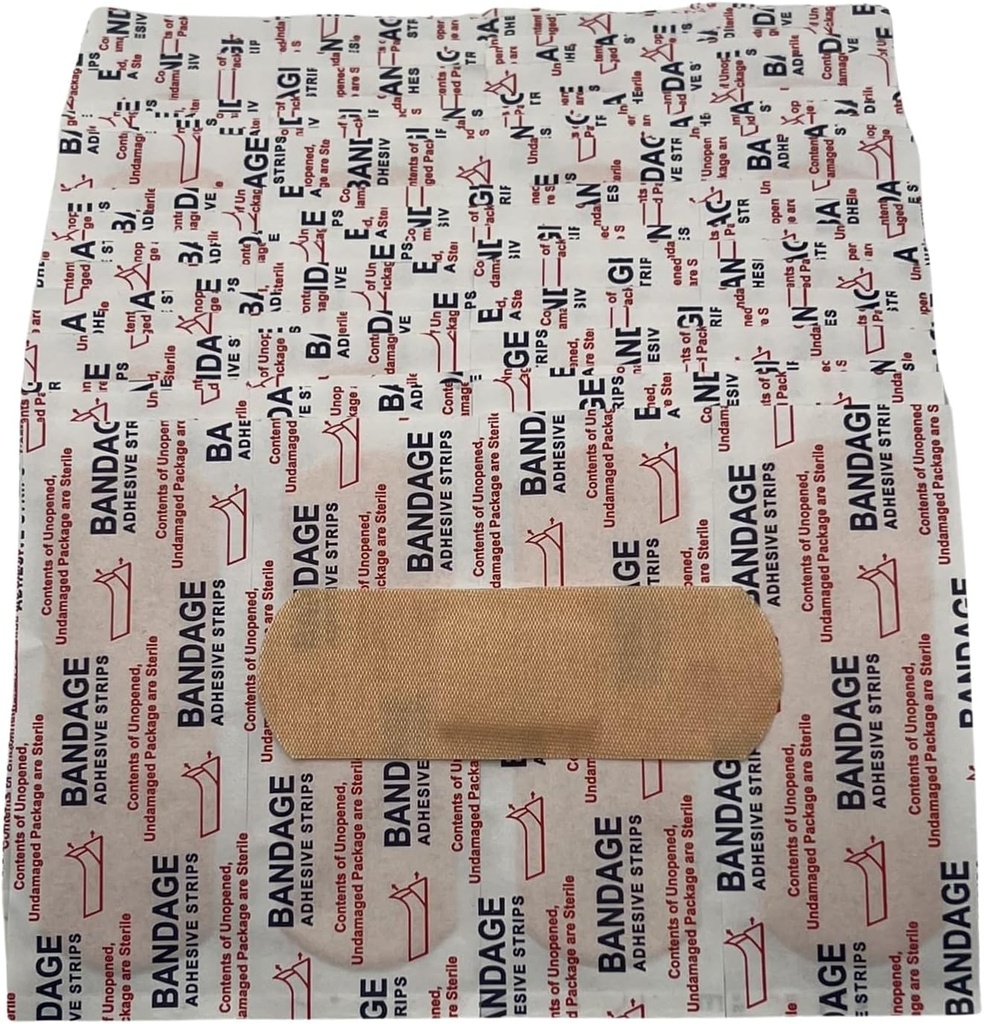 200 Pack Flexible Fabric Adhesive Bandages, Breathable Comfortable Bandage Strips 1" x 3" for First Aid, Wound Care and Protection