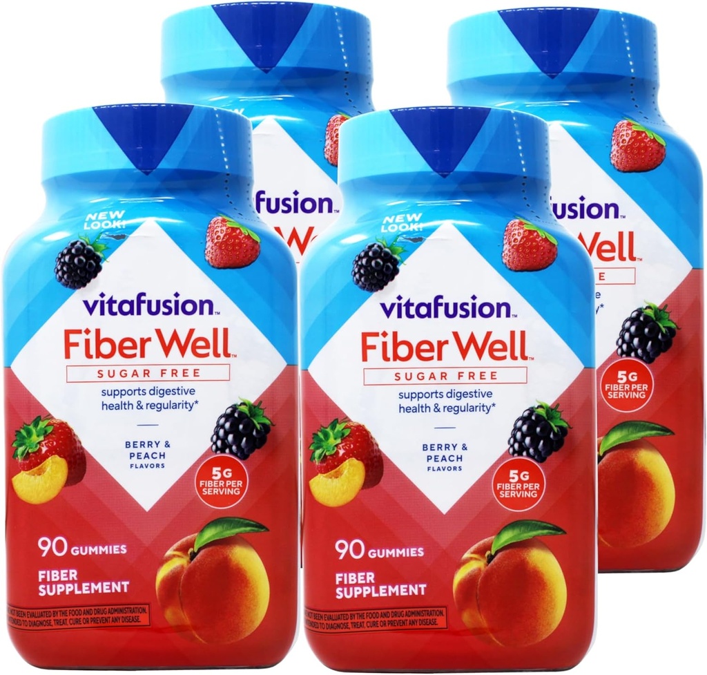 VitaFusion, Fiber Well Gummies, Συμπλήρωμα ινών, Ποικίλες Γεύσεις - 90 gummies, Συσκευασία των 4