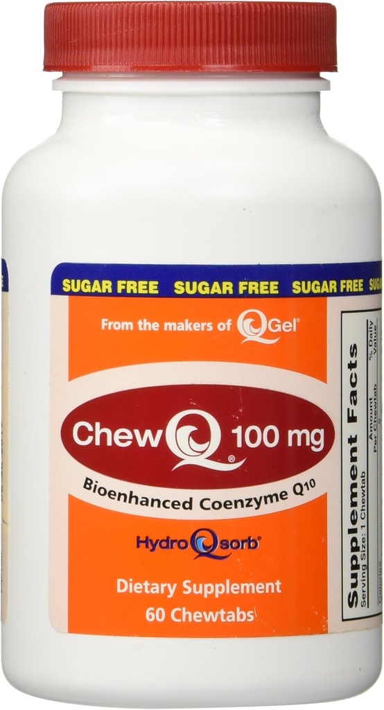 100mg ChewQ Chewable CoQ10 (60 Count) * Utilizes Advanced Technology to Deliver 800% Greater Absorption Than Standard CoQ10 * Purest CoQ10 Supplement On The Market * Vegetarian Friendly * Gluten Free