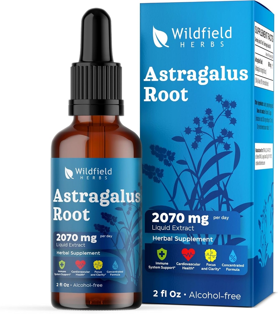 Astragalus Herb Extract Drops 2000mg (Astragalus membranaceus) Βότανο συμπλήρωμα Απορροφήσεις Καλύτερα από κάψουλες, 1 μήνας προσφοράς, 84 μερίδες, Χωρίς αλκοόλ Βάμμα - 2 Oz, συσκευασία του 1