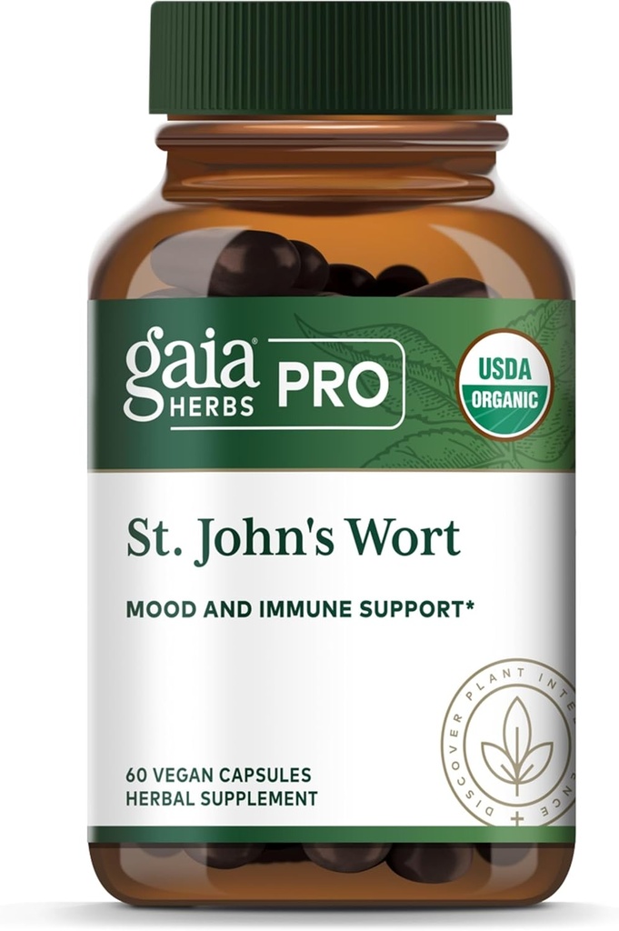 Gaia Herbs Pro St. John's Wort - Healthy Immune System Support Supplement - Health Supplement with Organic St John's Wort - 60 Liquid Phyto-Caps (30 Servings)