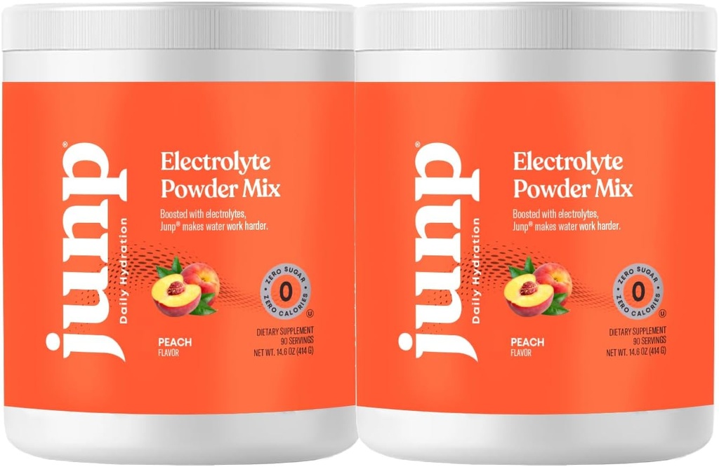 JUNP Electrolytes Powder No Sugar No Carbs – Orchard Fresh Juicy Peach Drink Mix - Potassium & Salt Electrolyte Hydration Powder Zero Calorie Sugar Free Electrolyte Powder, Keto Friendly, 180 Servings