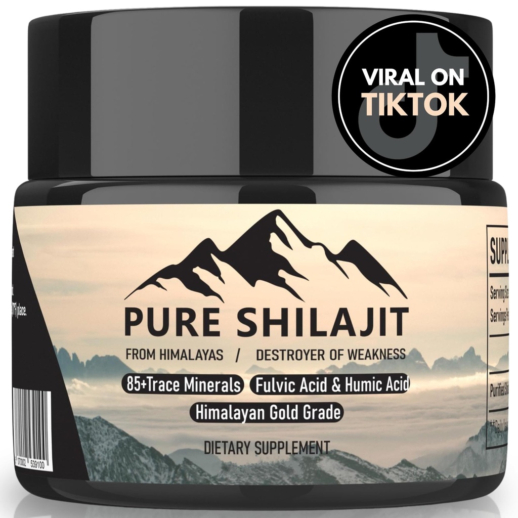 Pure Shilajit Himalayan Resin for Men and Women, Organic Natural Supplement with 85+ Trace Minerals + Humic Acid, High Potency Providing Energy, Strength & Immunity (30g New)