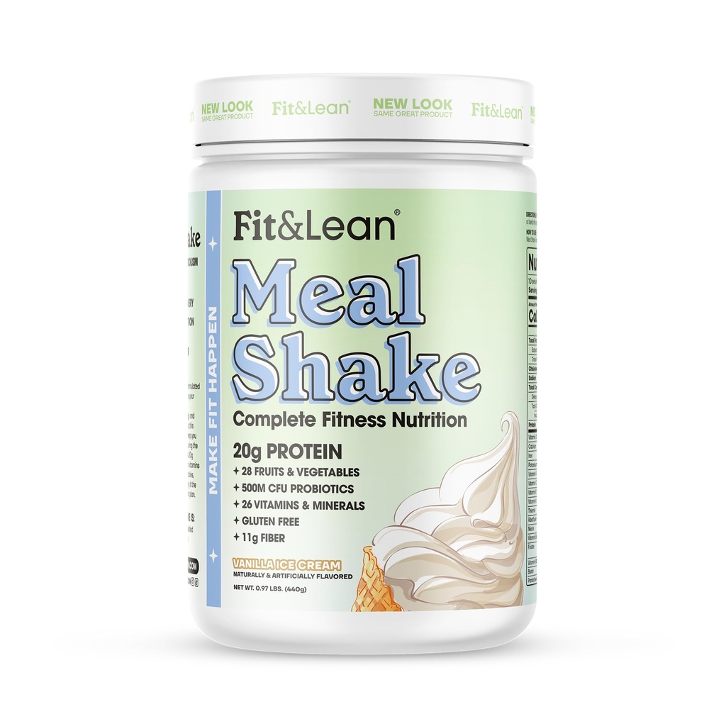 Fit & Lean Meal Shake, Fat Burning Meal Replacement, Protein, Fiber, Probiotics, Vanilla, 1lb, 10 Servings ανά εμπορευματοκιβώτιο