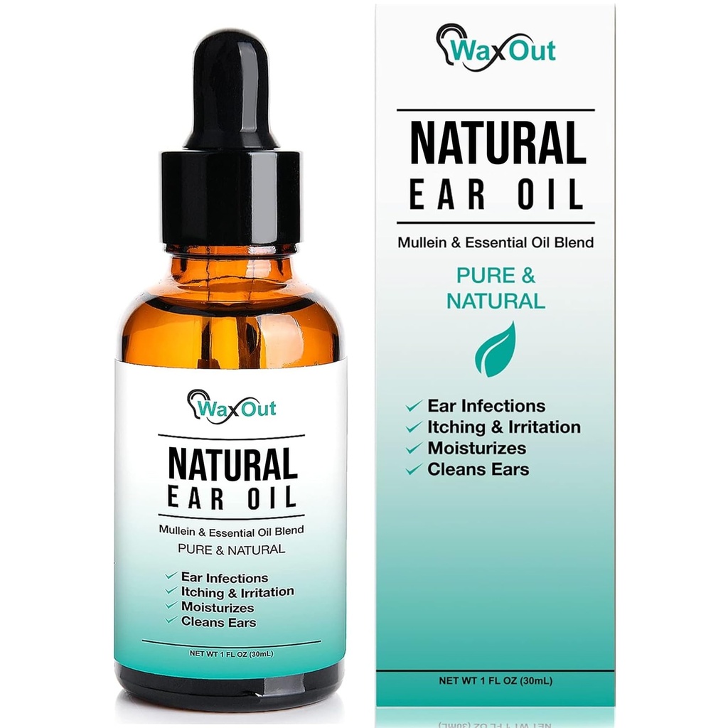 Natural Mullein Ear Wax Removal Oil & Cleaner with Garlic | Pain & Earache Drops | Earwax Softener, Moisturizer & Allergy Soothing | Tinnitus, Itching, Ringing, Infections & Clogged Ears