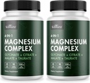 BioSchwartz Magnesium Complex Supplement (2 Pack) 350mg Μαγνήσιο Γλυκινικό Κιτρικό Κακό και Ταυρικό Ανά υπηρεσία για υγιή νεύρα Μυς Υποστήριξη για τον Ύπνο της Καρδιάς (Vegan, Χωρίς Γλουτένη, Μη ΓΤΟ)