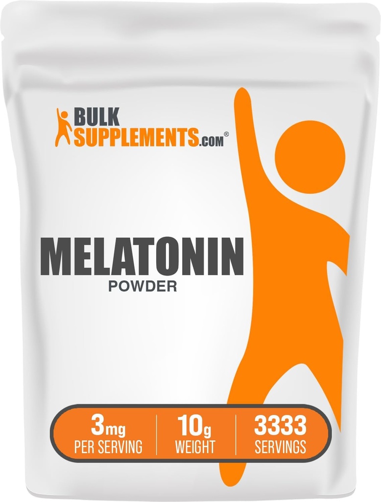 BulkSupplements.com Σκόνη μελατονίνης - Καθαρή μελατονίνη, Βοήθεια ύπνου για Ενήλικες - Vegan & Gluten Free, 3mg ανά υπηρεσία, 10g (0,35 oz) (πακέτο του 1)