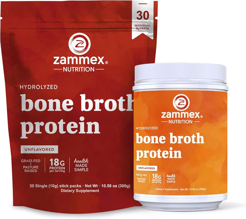 Zammex Broth πακέτα + πρωτεΐνη βρόχων οστών σκόνη 300g