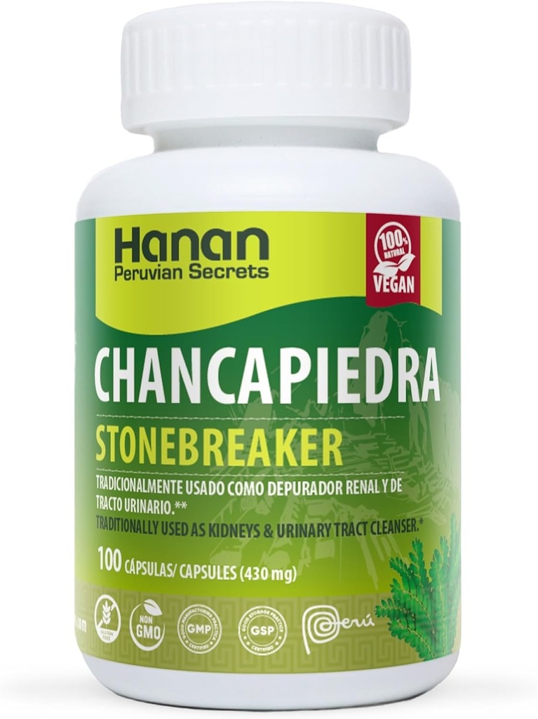 Hanan Chancapiedra Stonebreaker | 100 Capsules | Aids in Promoting Healthy Kidney Function Naturally (2 Pack)