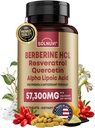 Premium συμπλήρωμα βερβερίνης με ρεσβερατρόλη Quercetin Alpha Lipoic Acid - 50:1 Berberine HCl Complex Ισχυρά Αντιοξειδωτικά, Πολυφαινόλες, Vitality Boost - 90 Vegan Tablets, Μη-GMO, Χωρίς γλουτένη