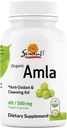 Sewanti Organic Amla Συμπλήρωμα διατροφής Φυσικό Αντιοξειδωτικό, Βιταμίνη C Boost 60 Vegan Υψηλής Ικανότητας Εκχύλισμα κάψουλες, 500mg
