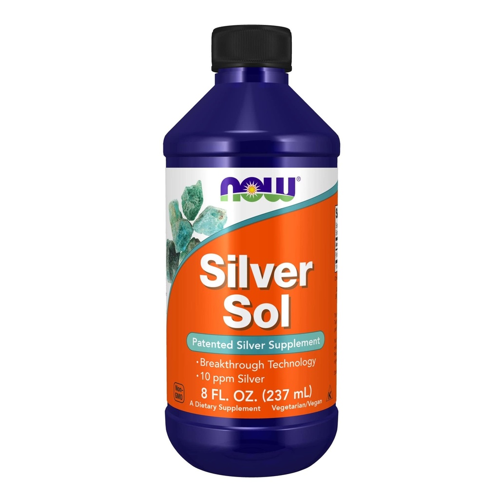 NOW Συμπληρώματα τροφίμων, Silver Sol 10 PPM με Elemental Silver και Deionized Water, Liquid, 8-Ounce