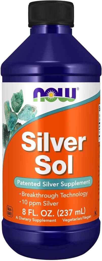 NOW Συμπληρώματα τροφίμων, Silver Sol 10 PPM με Elemental Silver και Deionized Water, Liquid, 8-Ounce