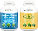Purely Holistic Calcium Citrate Complex 1000mg + Vitamin D3 125mcg K2 MK7 90mcg - 365 Vegan Capsules + 150 Vegetarian Capsules Bundle - Made in USA
