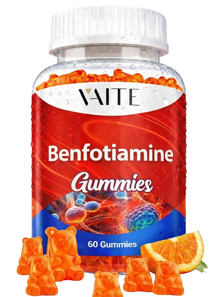 Benfotiamine 320mg Gummies with 45mg L-Leucine Supplement: Essential Vitamin B1 Complex for Men and Women, Non-GMO, Vegan & Gluten-Free - Υποστηρίζει Μεταβολισμός, Ενέργεια & Νευρικό Σύστημα Υγεία