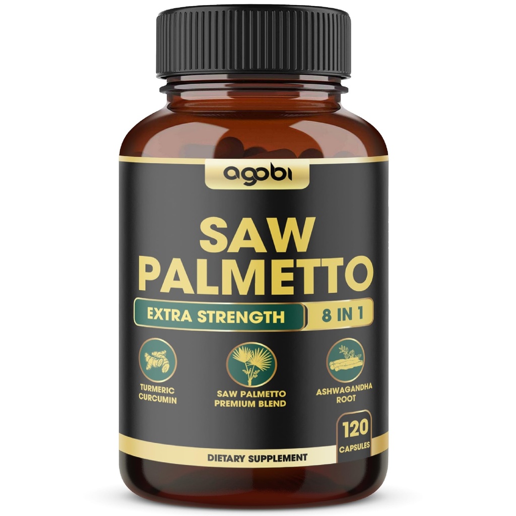 8in1 Saw Palmetto Prostate Υποστήριξη συμπλήρωμα με Ashwagandha, Turmeric, Ginger, Nettle Leaf, Holy Basil & More - 120 Vegan Κάψουλες για 2 μήνες