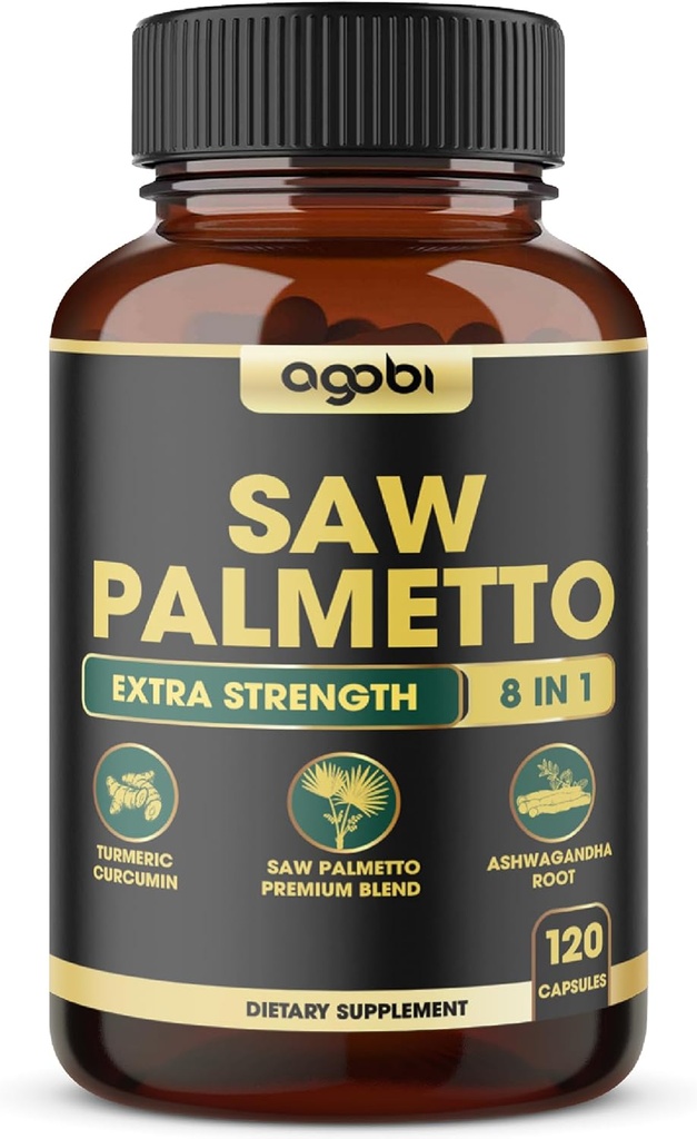 8in1 Saw Palmetto Prostate Υποστήριξη συμπλήρωμα με Ashwagandha, Turmeric, Ginger, Nettle Leaf, Holy Basil & More - 120 Vegan Κάψουλες για 2 μήνες