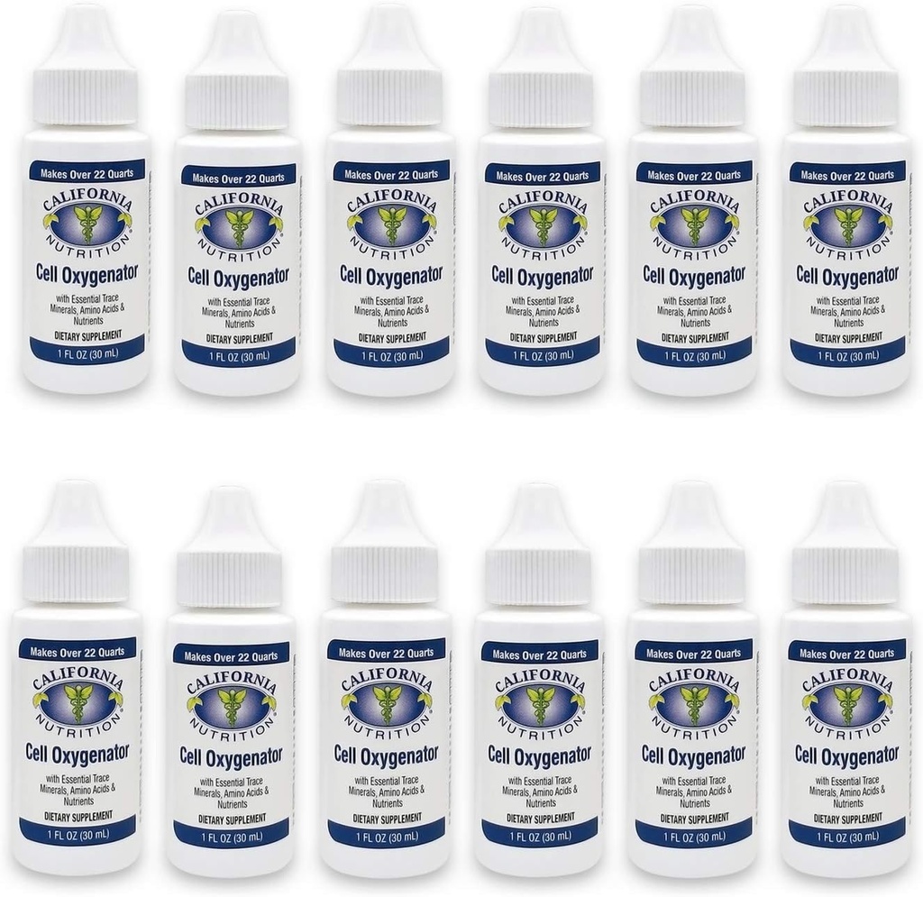 Κυτταρικός Οξυγονωτής 1 Φιάλη Fl Oz (πακέτο των 12), Συμπύκνωμα Κυτταρικών Τροφίμων Υγρό Οξυγόνο Σταγόνες Νερού, Συμπλήρωμα Διατροφικής Διατροφής, Ανοσοποιητικό Σύστημα Suport, Αμινοξέα & Ανιχνευτικά Ορυκτά