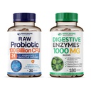 Υγιής ευεξία Βιολογικά προβιοτικά 100 δις CFU + Digestive Enzymes 1000mg με Prebiotics Bundle