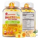 Τσίχλες Ginger Τσίχλες για Ναυτία & Digestive Υποστήριξη, Στομάχι Ανακούφιση - Χωρίς ζάχαρη με κουρκούμη & άοσμο σκόρδο, Quercetin, βιταμίνη D3, C, Delicious Digestive Συμπληρώματα, 60Cts (Pack of 1)