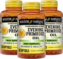 MASON ΦΥΣΙΚΟ Βραδιά Primrose Oil Softgels, 3μηνη προμήθεια, Μπορεί να υποστηρίξει τη θεραπεία των γυναικών, 3 Pack (1 μήνας ανά φιάλη)