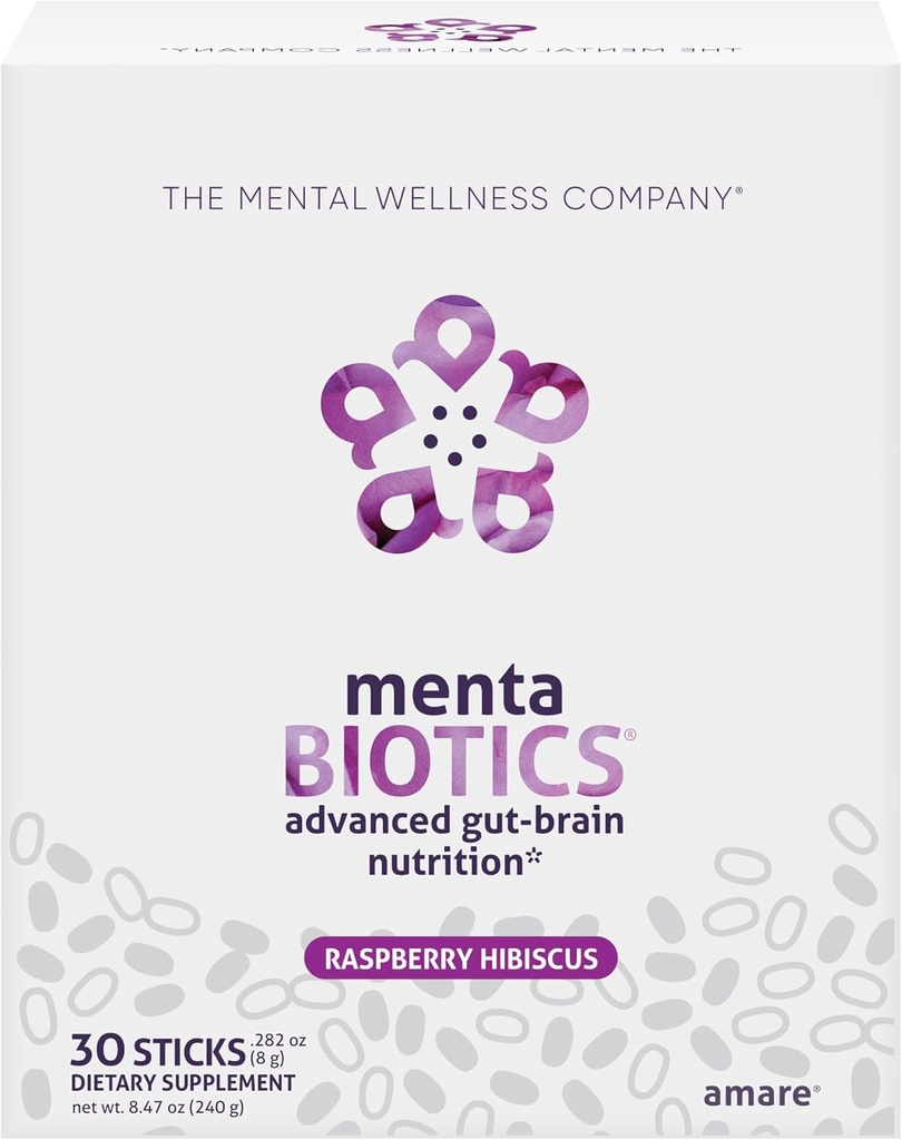MentaBiotics® Advance Gut Brain Nutrition Prebiotic, Probiotic, και Phytobiotics, Raspberry Hibiscus, 30 Υπηρεσίες
