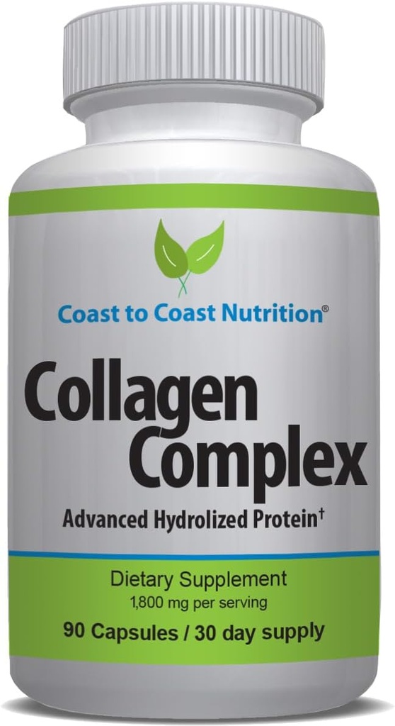Πολλαπλά χάπια κολλαγόνου – Hydrolyzed Collagen Συμπληρώματα για γυναίκες ή άνδρες - Πολλαπλές κάψουλες κολλαγόνου Peptides για το δέρμα, ρυτίδες, νύχια, μαλλιά & κοινή υποστήριξη – Συμπλήρωμα φυσικής πρωτεΐνης - 90 κάψουλες