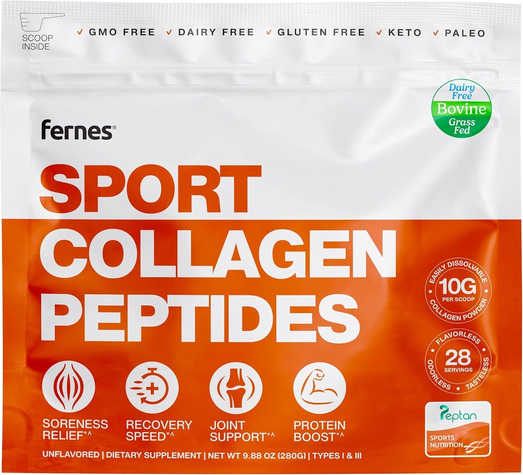 Hydrolyzed Collagen Peptides Protein Supplement for Women & Men - Ανάκτηση μυών & προπόνησης, κοινή & υποστήριξη οστών - Grass Fed Type I & III - Keto, Παλαιό - 28 Υπηρεσίες, 9.88 oz, Άγευστη σκόνη