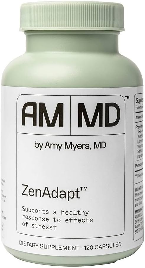 Amy Myers MD ZenAdapt Supplement - Supports Stress Relief & Cortisol Balance - Adaptogenic Blend with Pea, Saffron & Holy Basil - 120 Capsules