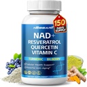 NAD+ RESVERATROL συμπλήρωμα - 10-σε-1 φυσικό μείγμα με Quercetin κουρκουμά Berberine Bilberry πράσινο τσάι - 150 Count - Made & Tested στις ΗΠΑ