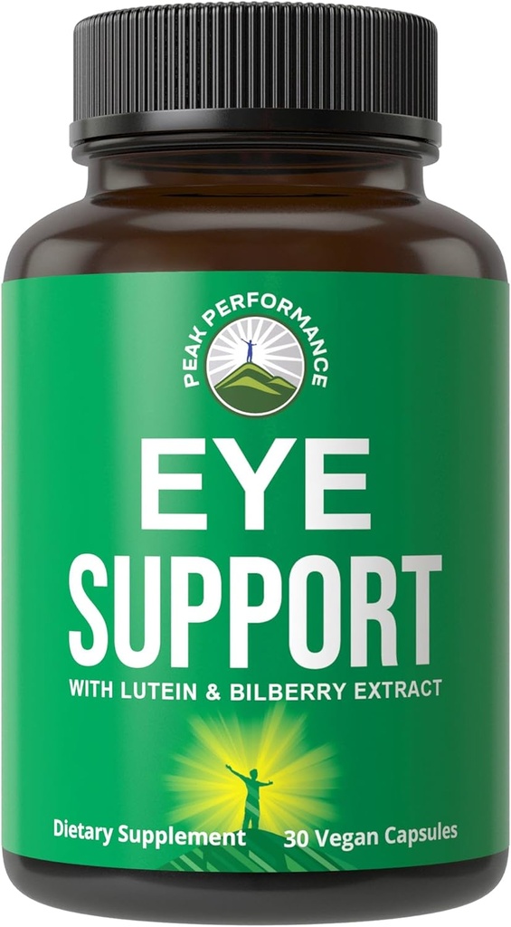 Peak Performance Eye Vitamins - Macular Support Supplement with Lutein, Zeaxanthin, Astaxanthin, Carotenoids, Bilberry Extract. Capsules for Aging Eyes, Computer, Smartphone Users. Avoid Degeneration