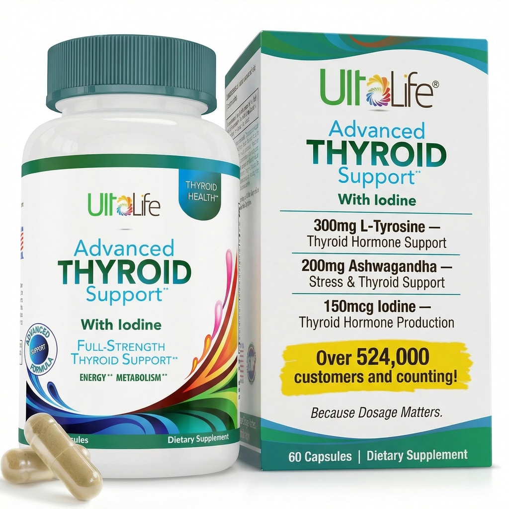 Daily Thyroid Boost Advanced Formula with Iodine Ashwagandha Βιταμίνη Β12 Ψευδάργυρος και σελήνιο για την ενέργεια Μεταβολισμός και εστίαση 60 κάψουλες