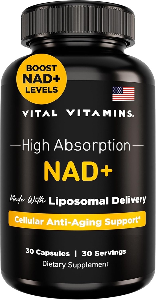 Vital Vitamins NAD Supplement - NAD+ (Nicotinamide Adenine Dinucleotide) για άνδρες και γυναίκες - Made with Liposomal Delivery - Κυτταρική Αντιγηραντική Υποστήριξη, Ενέργεια, Εστίαση - 30-Day Supply