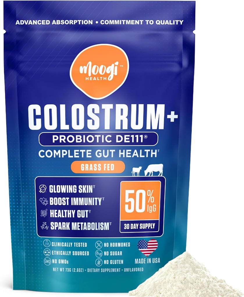 Moogi Performance+ Colostrum + DE111® Probiotic – 30-Day Supply – Advanced Gut & Immune Support – Grass-Fed, Shelf-Stable, Sugar-Free –   Exclusive