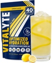 Vitalyte Ηλεκτρολυτικό Ποτό σε σκόνη Μίγμα, Ισοτονικό Ηλεκτρολυτικό Μείγμα Ενυδάτωσης, Χωρίς Γλουτένη Μείγμα Σκόνης, Συσκευασία των 1, 35 oz., Γεύση Λεμονιού