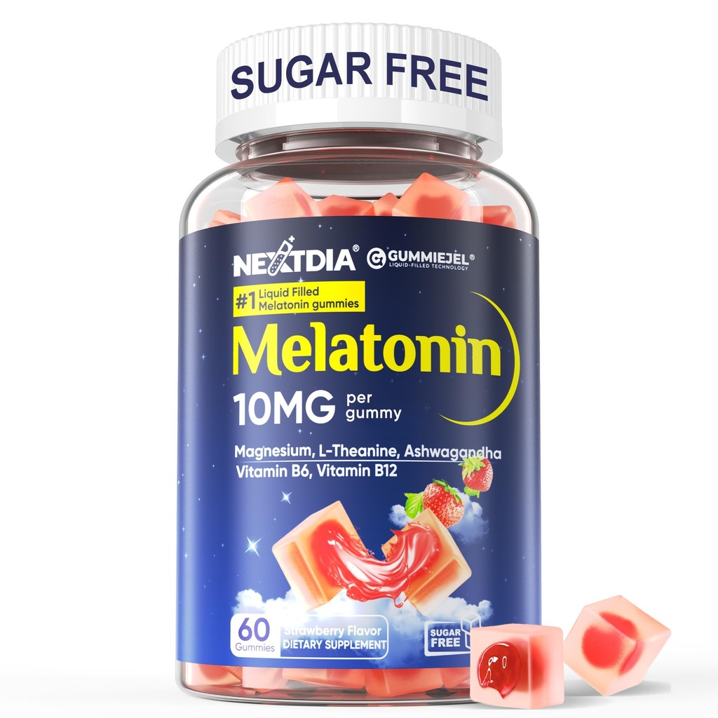 Χωρίς ζάχαρη Μελατονίνη Gummies 10mg 20mg Μαγνήσιο Γλυκινικό Μελατονίνη για Ενήλικες, Ashwagandha, L-Θεανίνη, B6, B12, Λέμον Μπάλα και Χαμομήλι για Βαθύ Χαλάρωση, Αντιοξειδωτικό, Vegan, 60 ημέρες