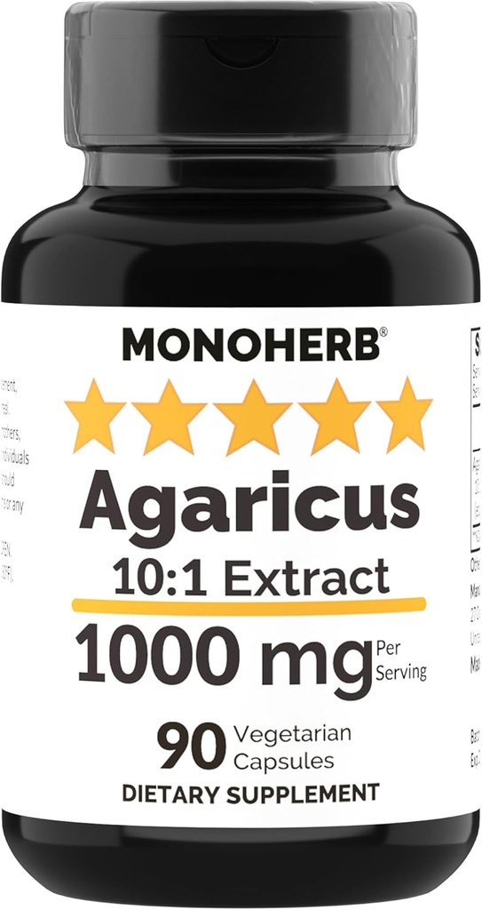 MONOHERB Agaricus Mushroom Extract 1000 mg - 90 Κάψουλες χορτοφάγων