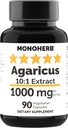 MONOHERB Agaricus Mushroom Extract 1000 mg - 90 Κάψουλες χορτοφάγων