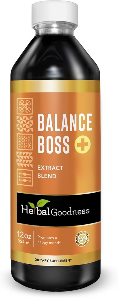Βότανο Καλοσύνη Happy Mood Υποστήριξη συμπλήρωμα - St Johns Worth Προωθεί χαλάρωση και ηρεμία, Rhodiola Rosea Balance Boss 12 FL. oz