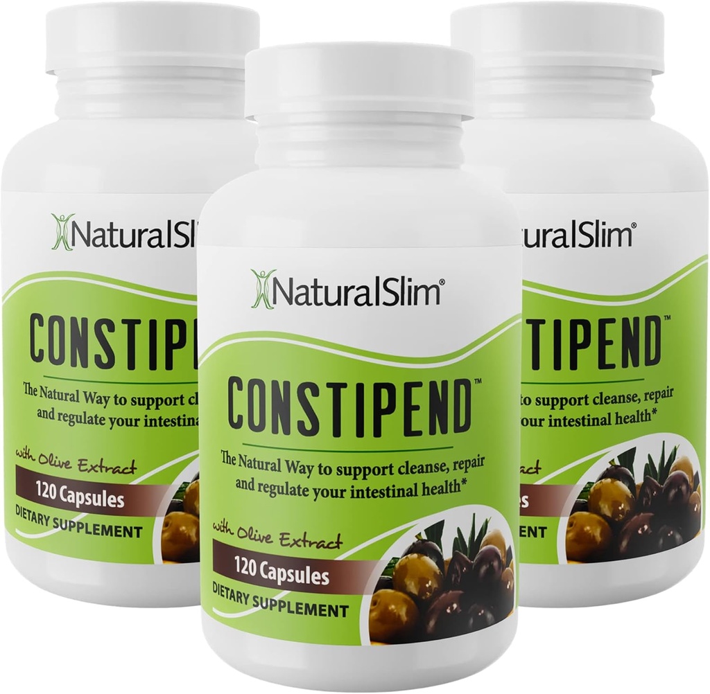 Naturalslim Magnesium Oxide - Constipend for Constipation Relief, Colon Cleanser & Stool Softeners for Women & Men with Magnesium Citrate, Aspartate, & Olive Extract - 120 Vegetable Capsules 3 Pack