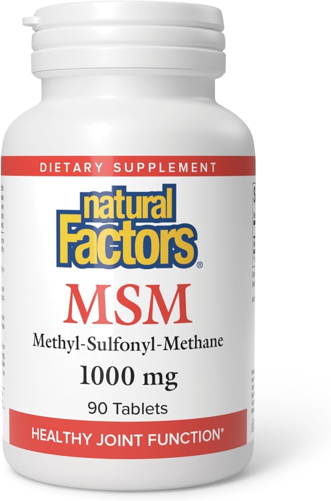 Φυσικοί Παράγοντες, MSM 1000 mg, Υποστηρίζει υγιείς αρθρώσεις, μαλλιά, δέρμα και νύχια, 90 κάψουλες (90 μερίδες)