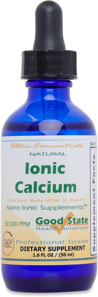 Good State | Natural Ionic Calcium | Liquid Concentrate | Nano Sized Mineral Technology | Professional Grade Dietary Supplement | Supports Healthy Bones, Tendons & Ligaments | 1.6 Fl oz Bottle (50 mL)